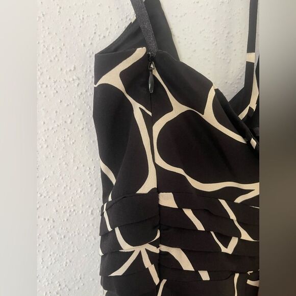 ANN TAYLOR Black White Y2K Style 100% Silk Halter A-Line Dress Size 10 - Picture 4 of 9